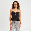 Bustier cropped avec boutons noir femme
