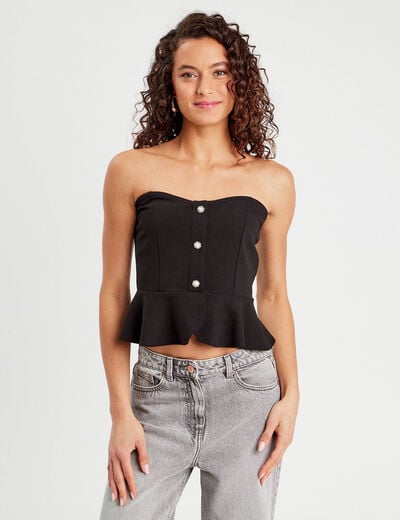 Bustier cropped avec boutons noir femme