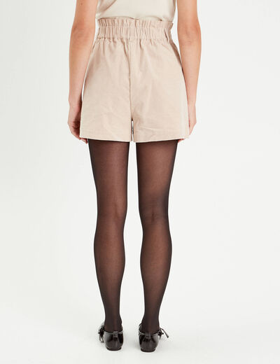 Short droit velours côtelé sable femme