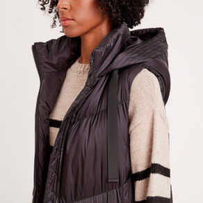 Doudoune longue sans manches noir femme