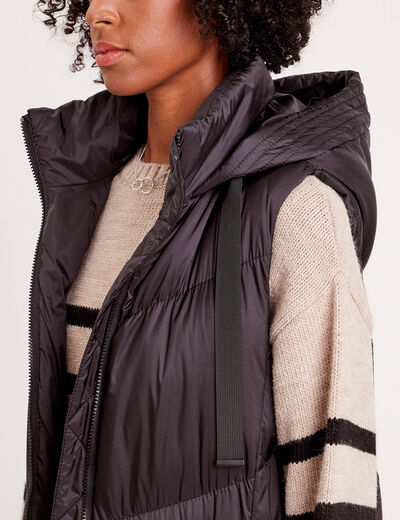 Doudoune longue sans manches noir femme