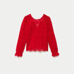 Blouse droite col v en dentelle rouge femme