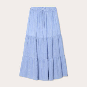Jupe longue trapèze bleu clair femme
