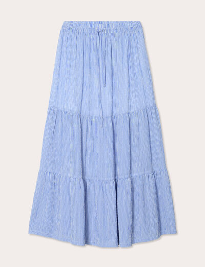 Jupe longue trapèze bleu clair femme