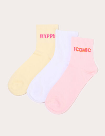 Lot de 3 paires chaussettes jaune clair femme