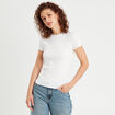 T-shirt manches courtes côtelé blanc femme