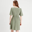 Robe évasée taille élastiquée vert kaki femme