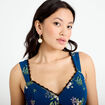 Robe longue &eacute;vas&eacute;e col coeur Bridgerton bleu fonc&eacute; femme