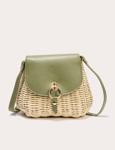 sac effet chiné vert kaki femme