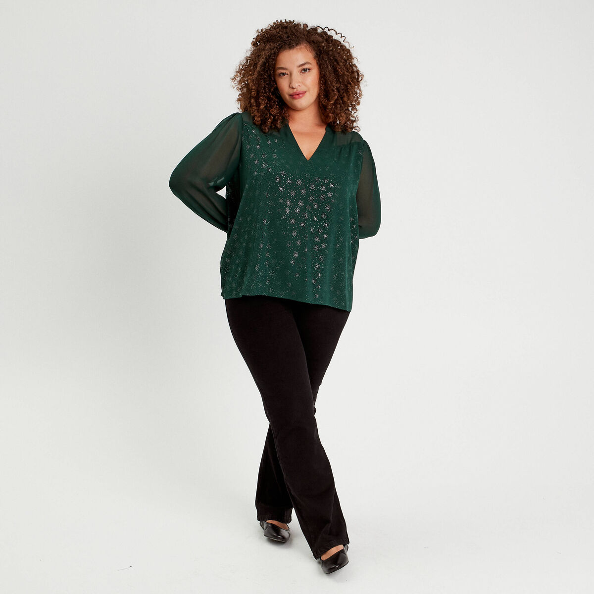 Jeans flare denim noir femme