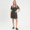 Robe évasée manches courtes noir femme