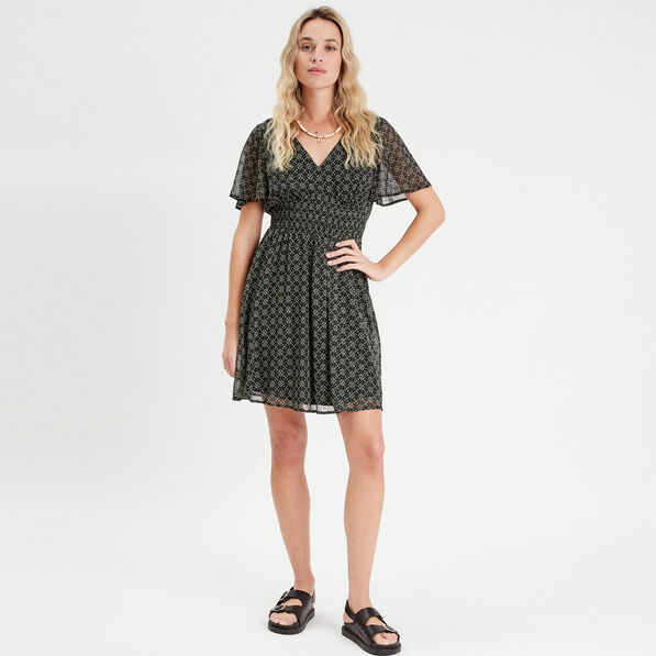 robe evasee manches courtes noir femme Robe évasée manches courtes noir femme