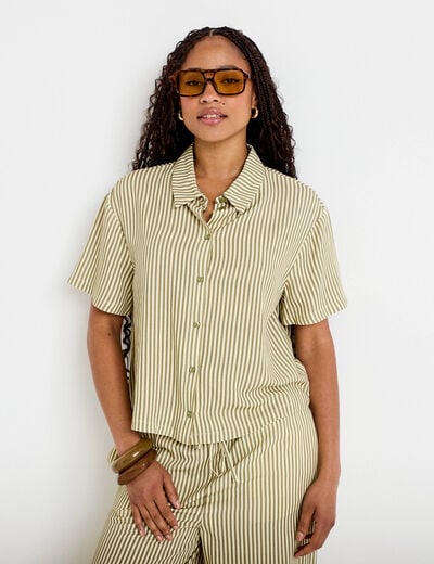 Chemise manches courtes jaune femme