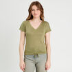 T-shirt détail noeud vert kaki femme