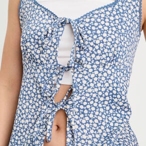debardeur avec noeuds bleu gris femme Débardeur avec noeuds bleu gris femme