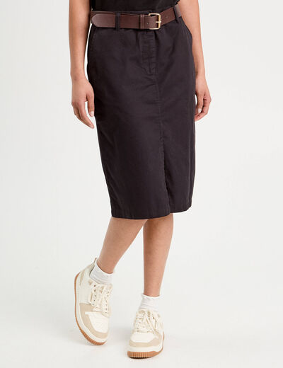 Jupe droite ceinturée noir femme