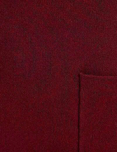 Robe manches longues col montant bordeaux femme