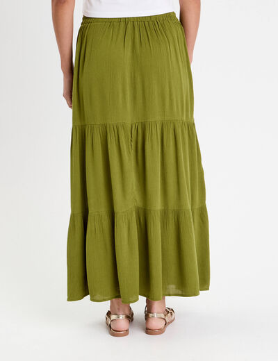 Jupe longue évasée vert foncé femme
