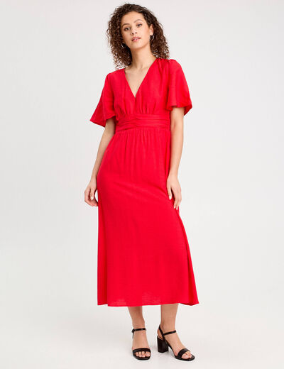 Robe longue évasée rouge femme