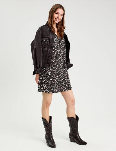 Robe droite manches 3/4 blanc femme
