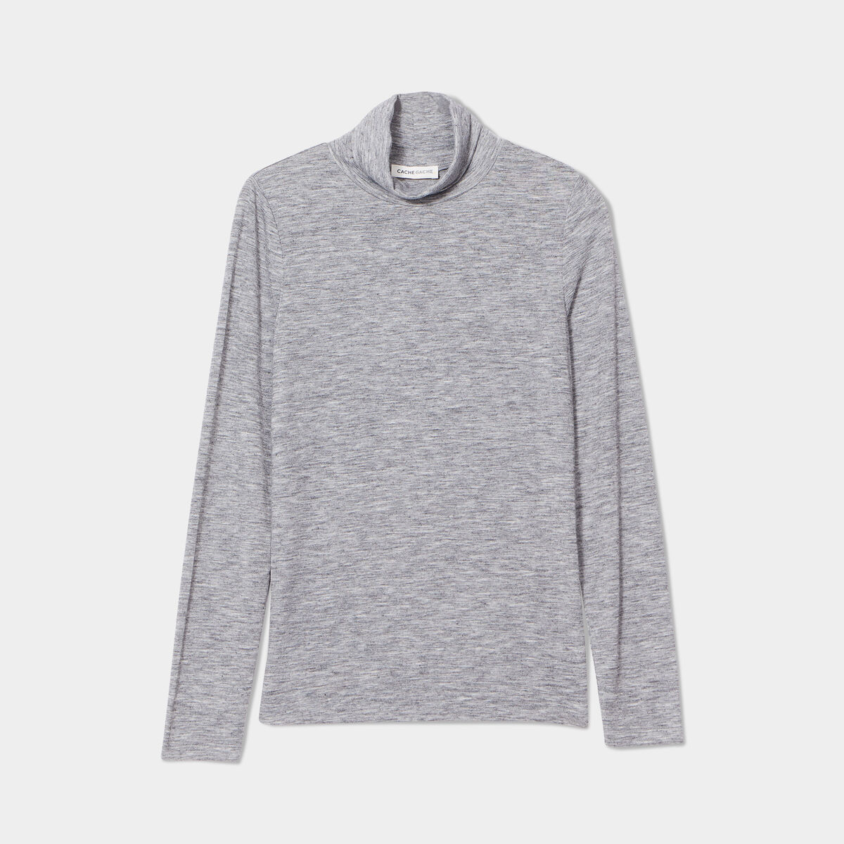 T-shirt col roulé gris foncé femme