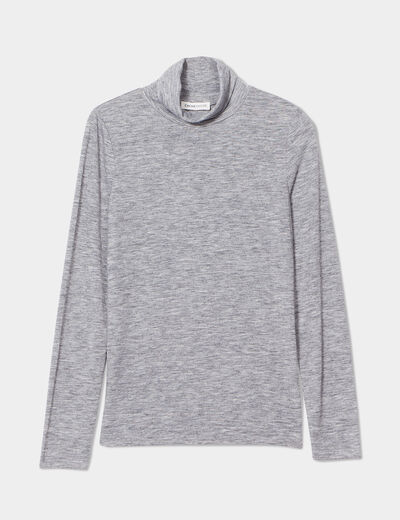 T-shirt col roulé gris foncé femme