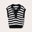 Pull sans manches col chemise noir femme