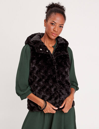 Veste droite à capuche noir femme