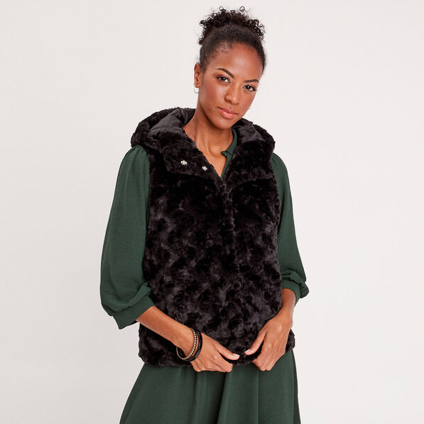 Veste droite à capuche noir femme