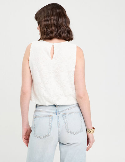 Top sans manches ecru femme