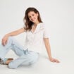 Blouse manches courtes ecru femme