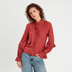 Chemise manches longues volants vieux rose femme