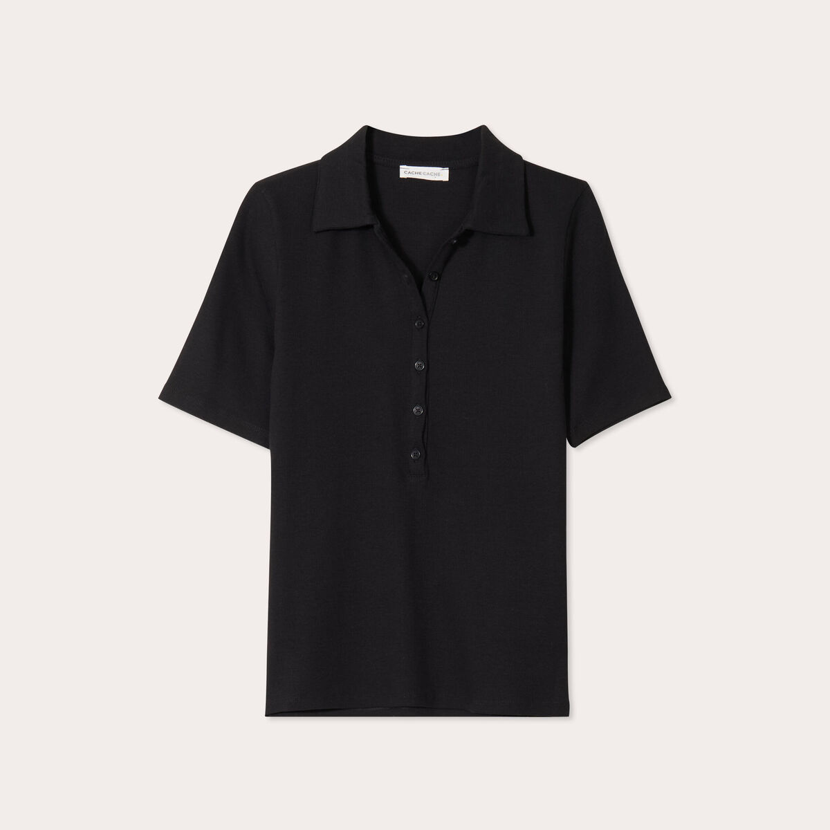 Polo manches courtes noir femme