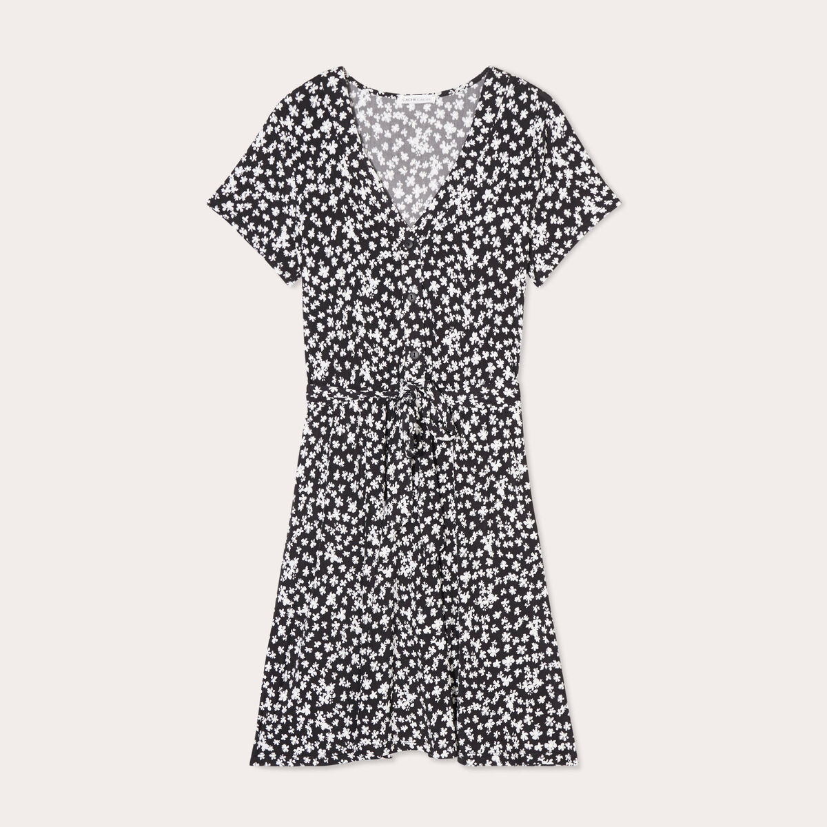 Robe patineuse ceintur&eacute;e noir femme