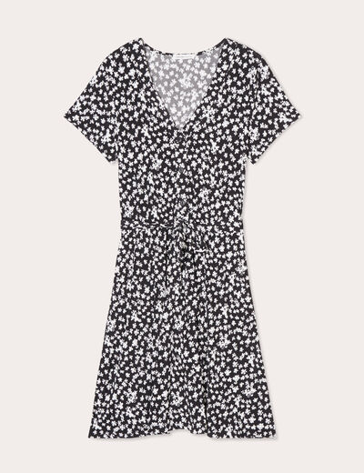 Robe patineuse ceinturée noir femme