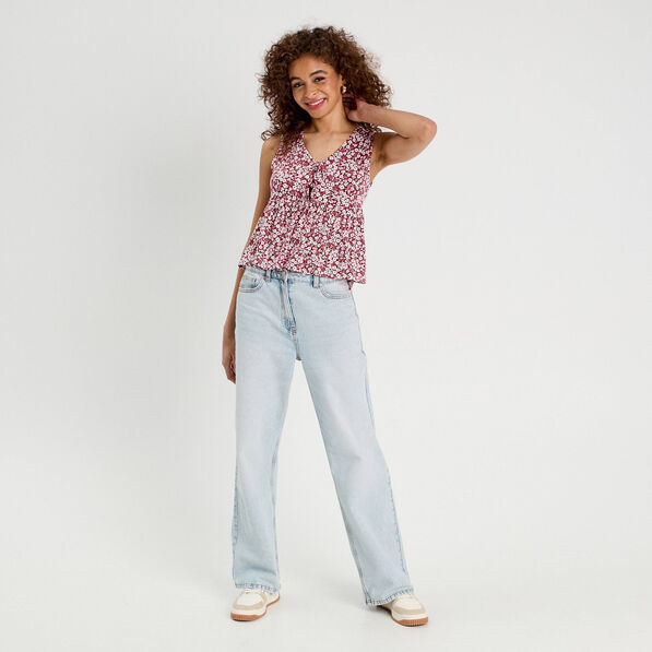 Blouse nouée rouge femme