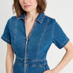 Robe droite zippée en jean denim stone femme