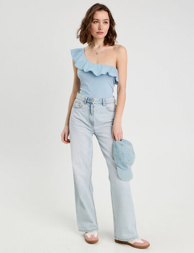 Débardeur asymétrique bleu clair femme