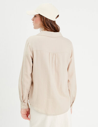 Chemise manches longues contenant du lin sable femme