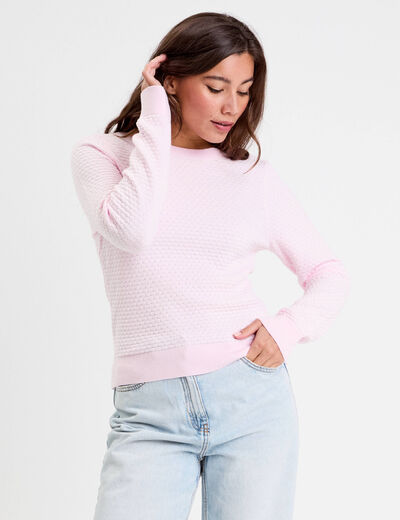 Pull col bateau rose clair femme