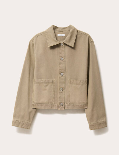 Veste droite boutonn&eacute;e vert pastel femme