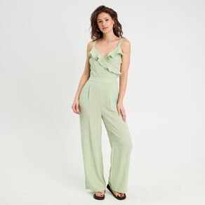 Combinaison pantalon volants vert clair femme