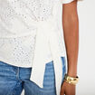 Blouse col v manches courtes ecru femme