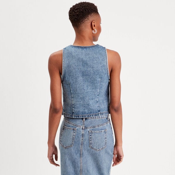 gilet sans manches en jean denim stone femme Gilet sans manches en jean denim stone femme
