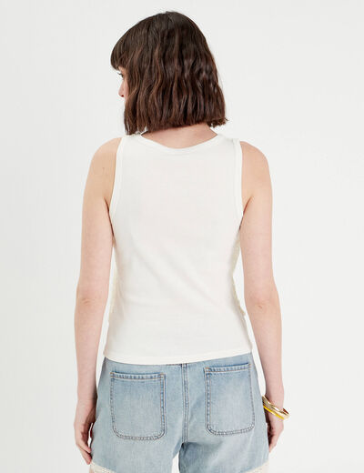 Débardeur 2-en-1 crochet ecru femme