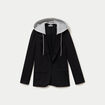 Veste cintr&eacute;e col tailleur &agrave; capuche noir femme