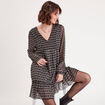Robe trapèze col en V noir femme