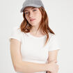 T-shirt manches courtes côtelé ecru femme