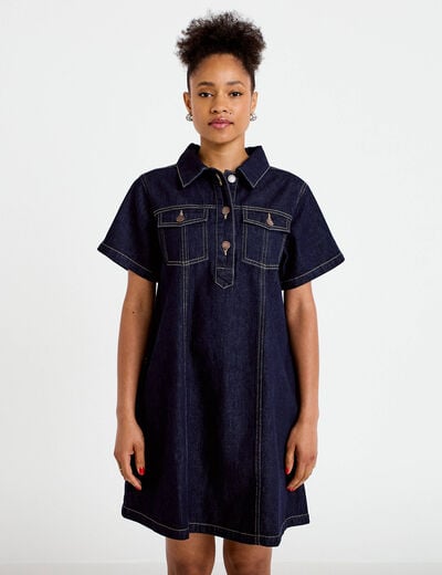 Robe droite en jean denim brut femme