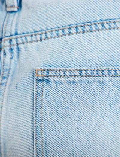 Jeans droit &agrave; revers denim triple stone femme